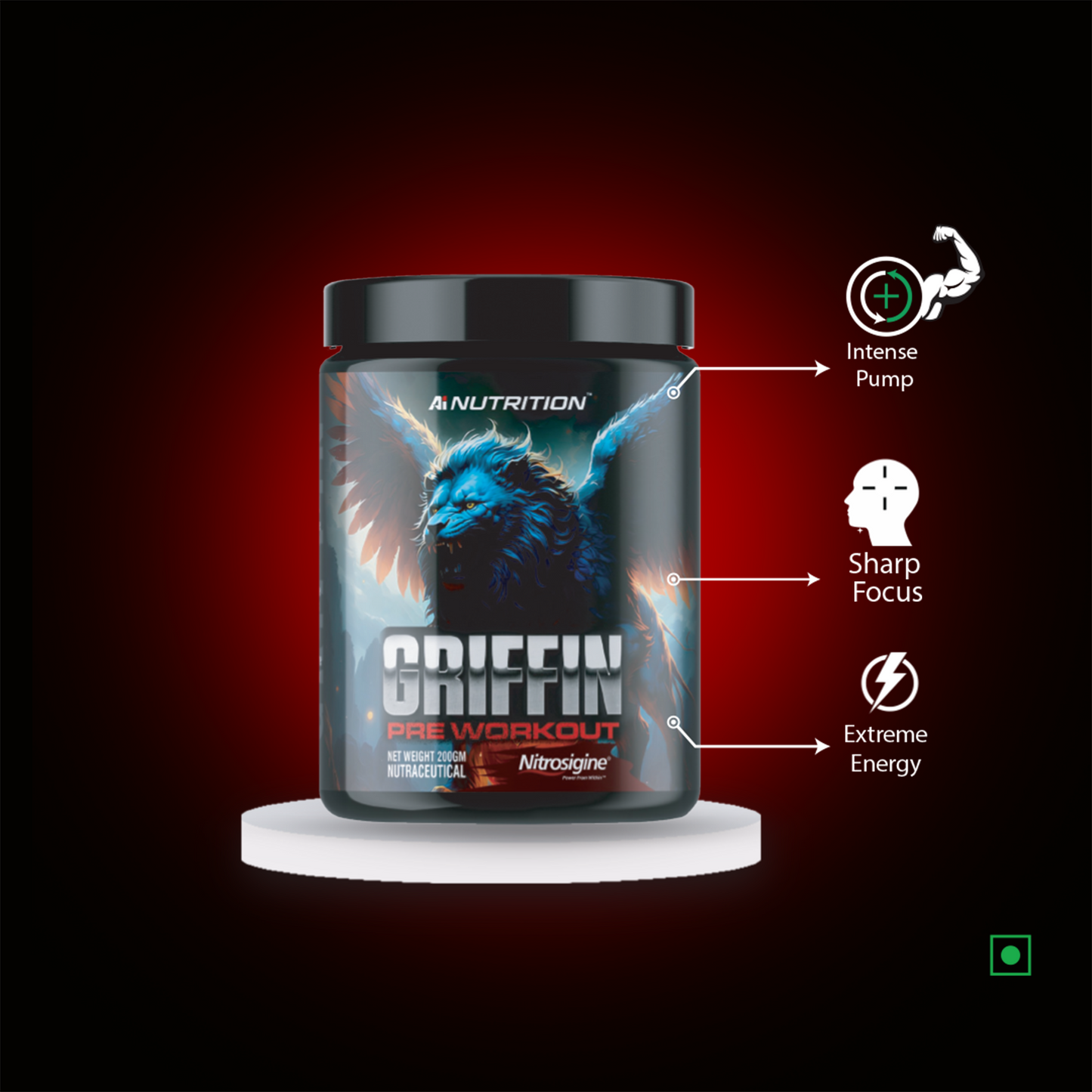 Griffin Pre-Workout powered with Nitrosigine and L-Citrulline :