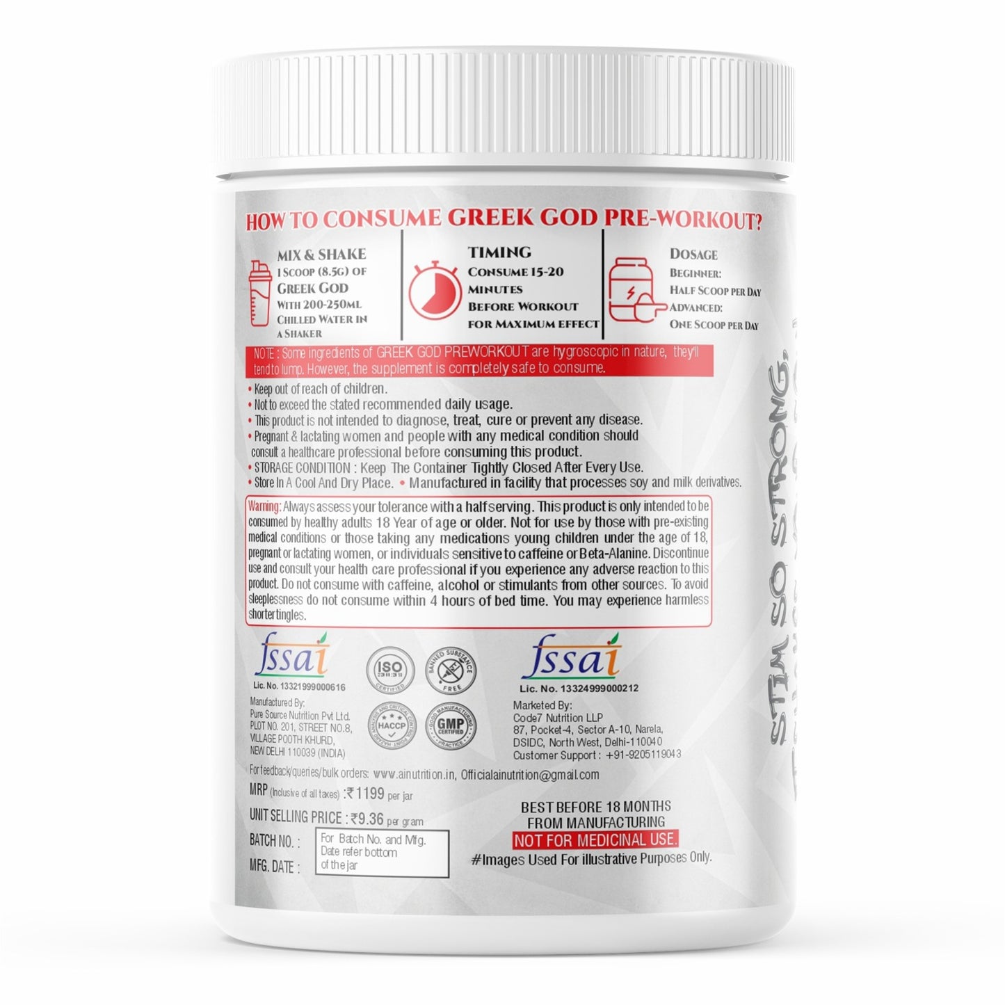 Griffin Pre-Workout powered with Nitrosigine and L-Citrulline + Free Greek God Pre Workout