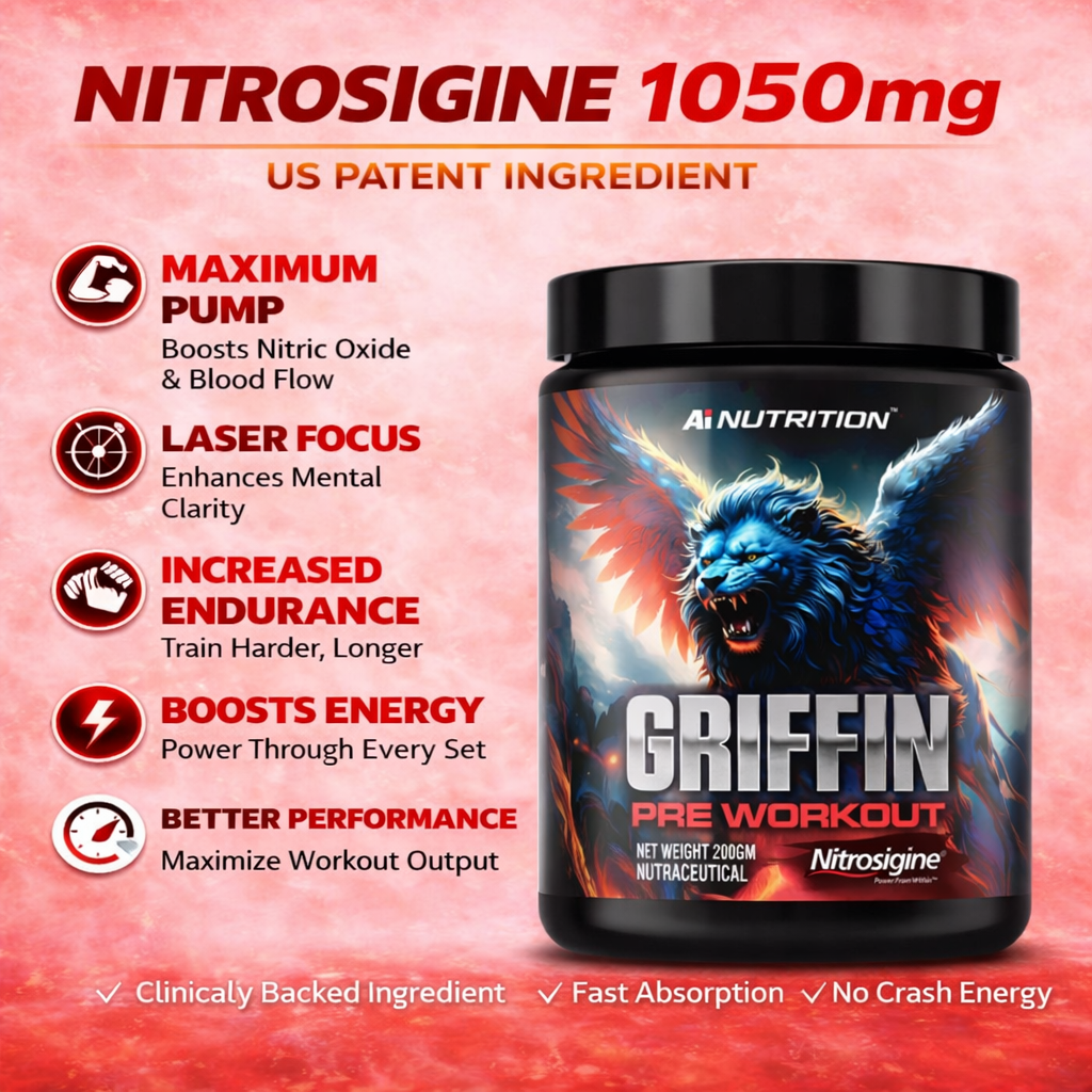 Griffin Pre-Workout powered with Nitrosigine and L-Citrulline + Free Greek God Pre Workout