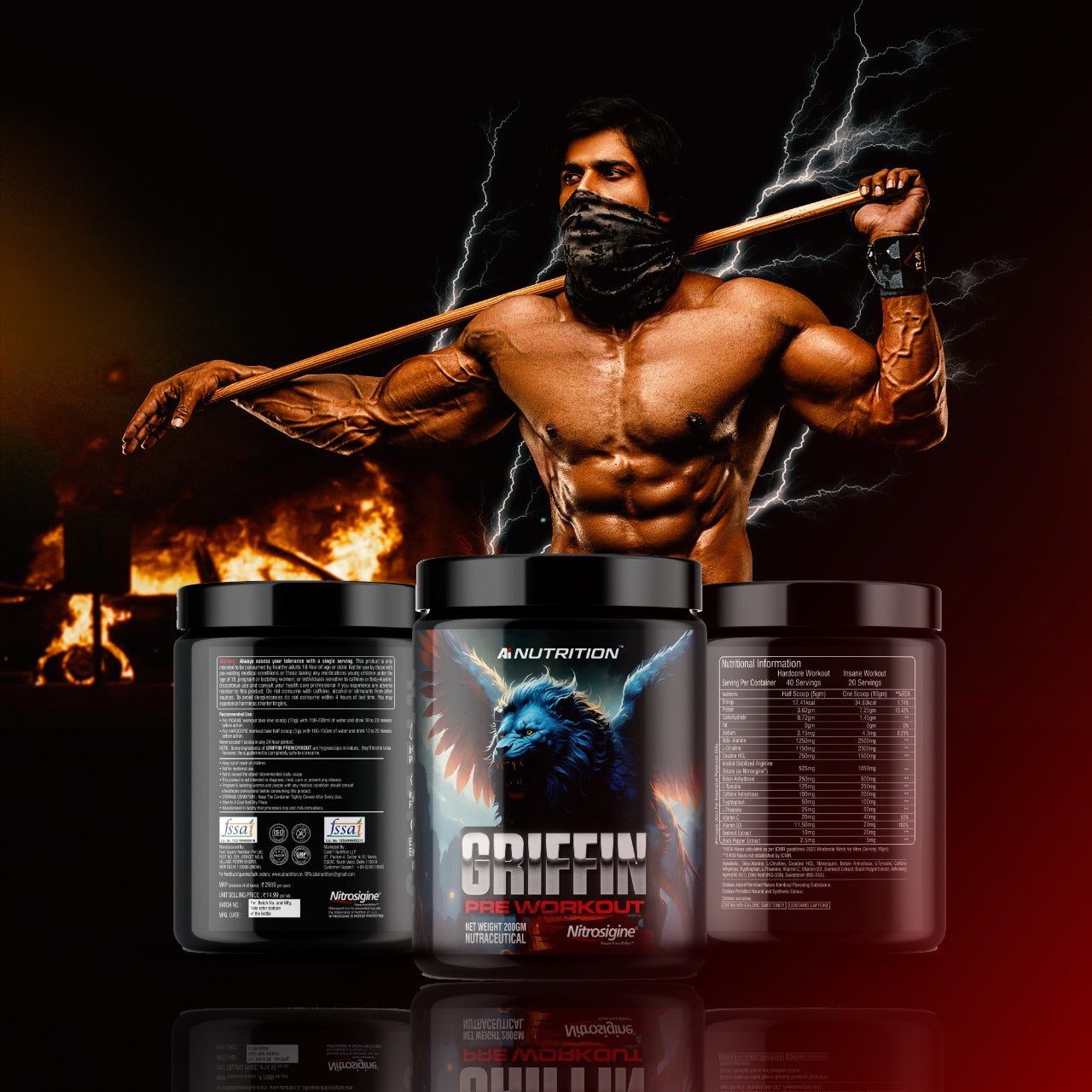 Griffin Pre-Workout powered with Nitrosigine and L-Citrulline :